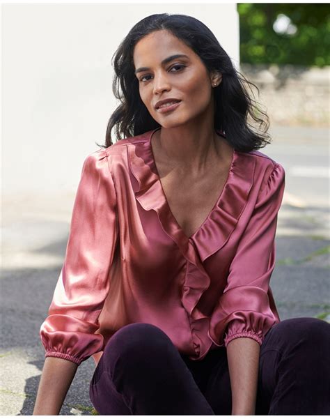 Ruffled silk shirt dress in pink 